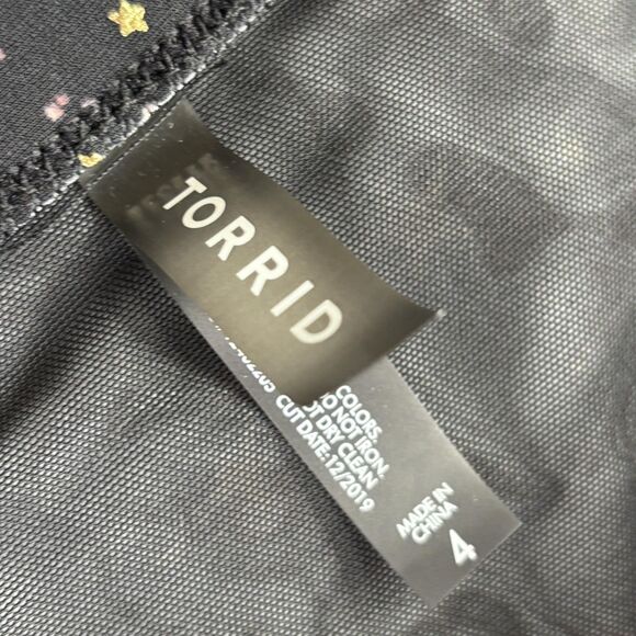 Torrid Swim Bottoms Womens 4 4X Galaxy Gold Foil Star High Waist Ruched Cutout - Picture 3 of 11